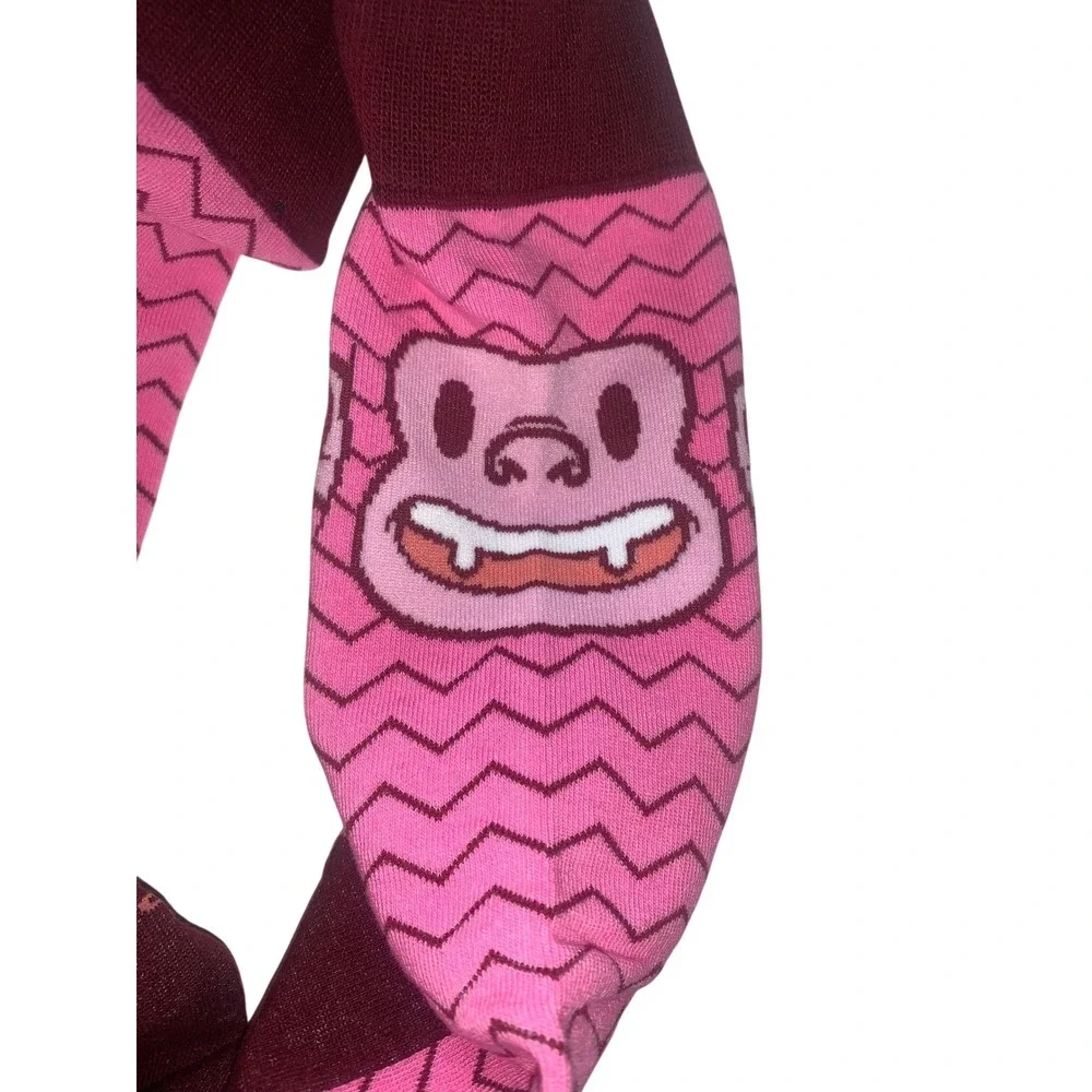 MailChimp Collectible Freddie the Chimp‎ Mascot Crew Socks Pink Chevron Maroon